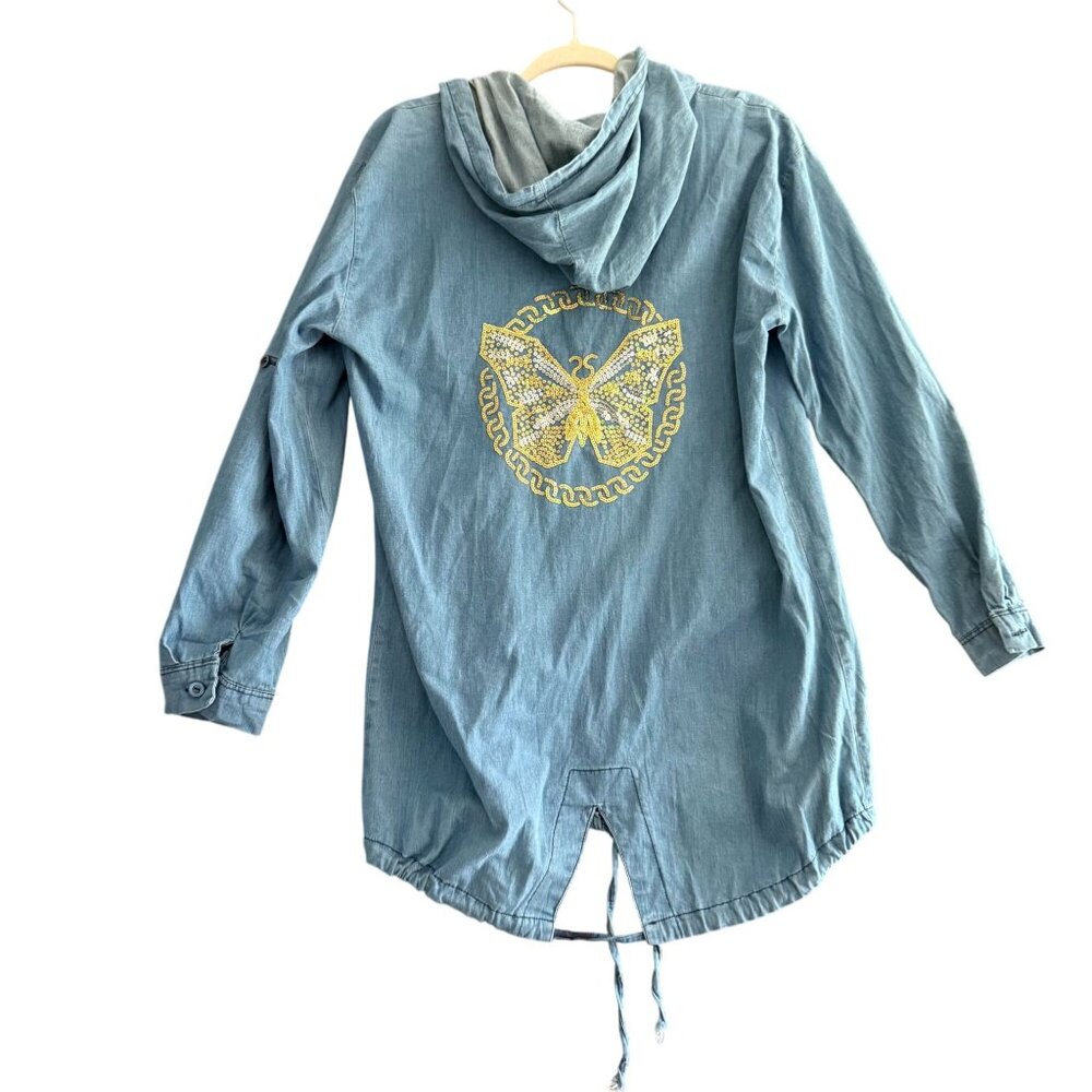 NWT My Still Life Hooded Denim Full Zip Jacket Women's Large Light Wash Blue - Picture 10 of 10